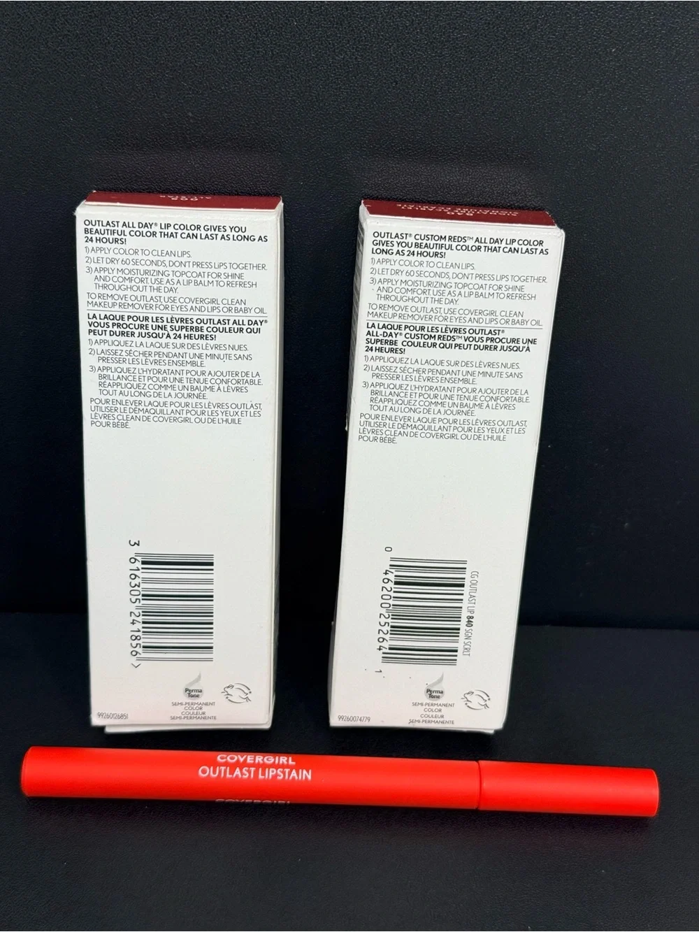 NIB-COVERGIRL Outlast All-Day Lip Color Duo Red/Pink Shades and Lip Stain Stick